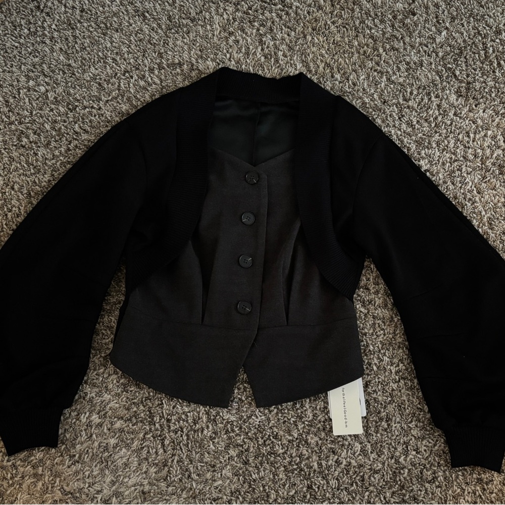 2 in 1 Lantern Sleeve Tweed Jacket - Picture 3 of 5